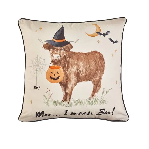 Catherine Lansfield Halloween Highland Cow Square Cushion 3