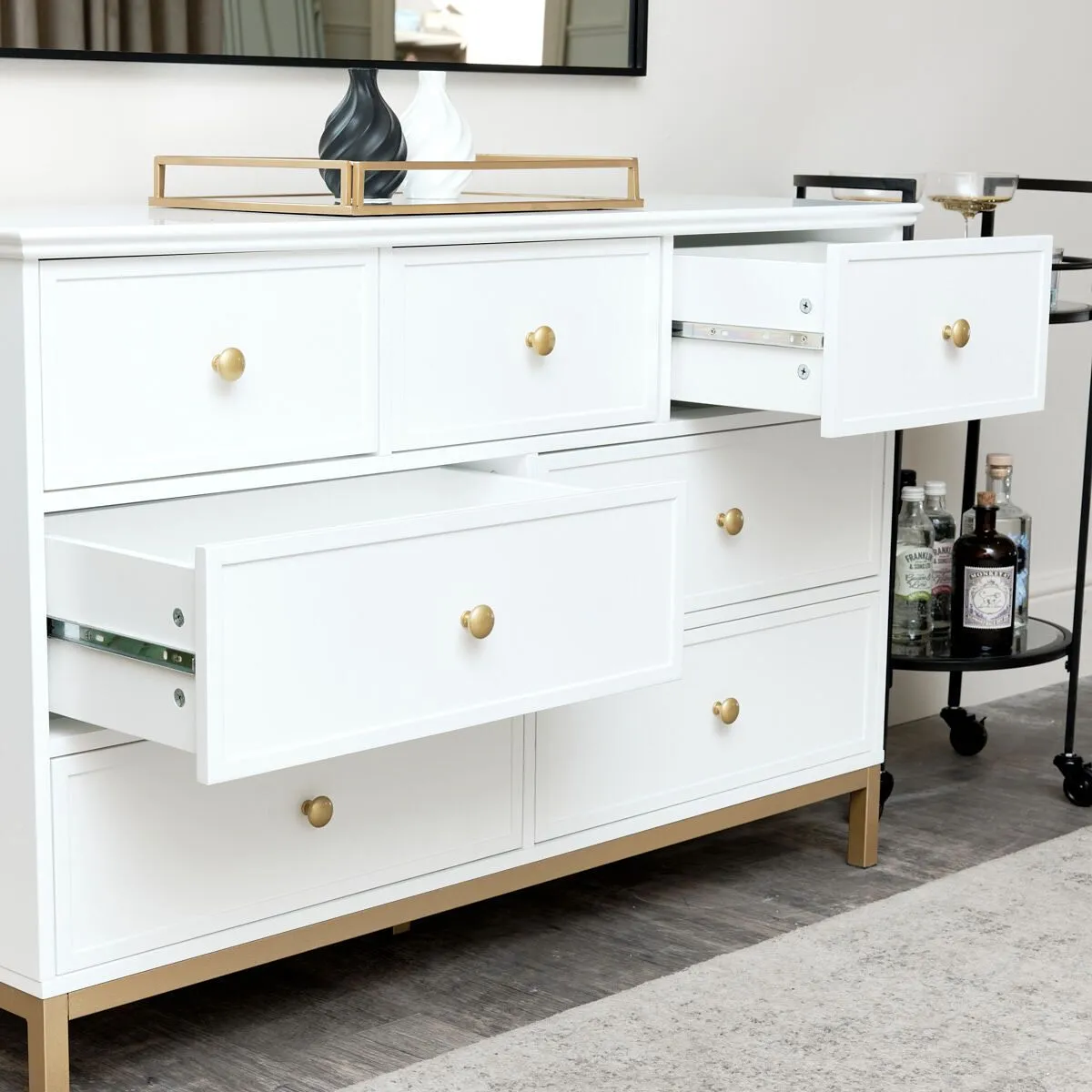 Melody Maison Large Chest Of Drawers & Pair Of Bedside Tables - Aisby White Range 2