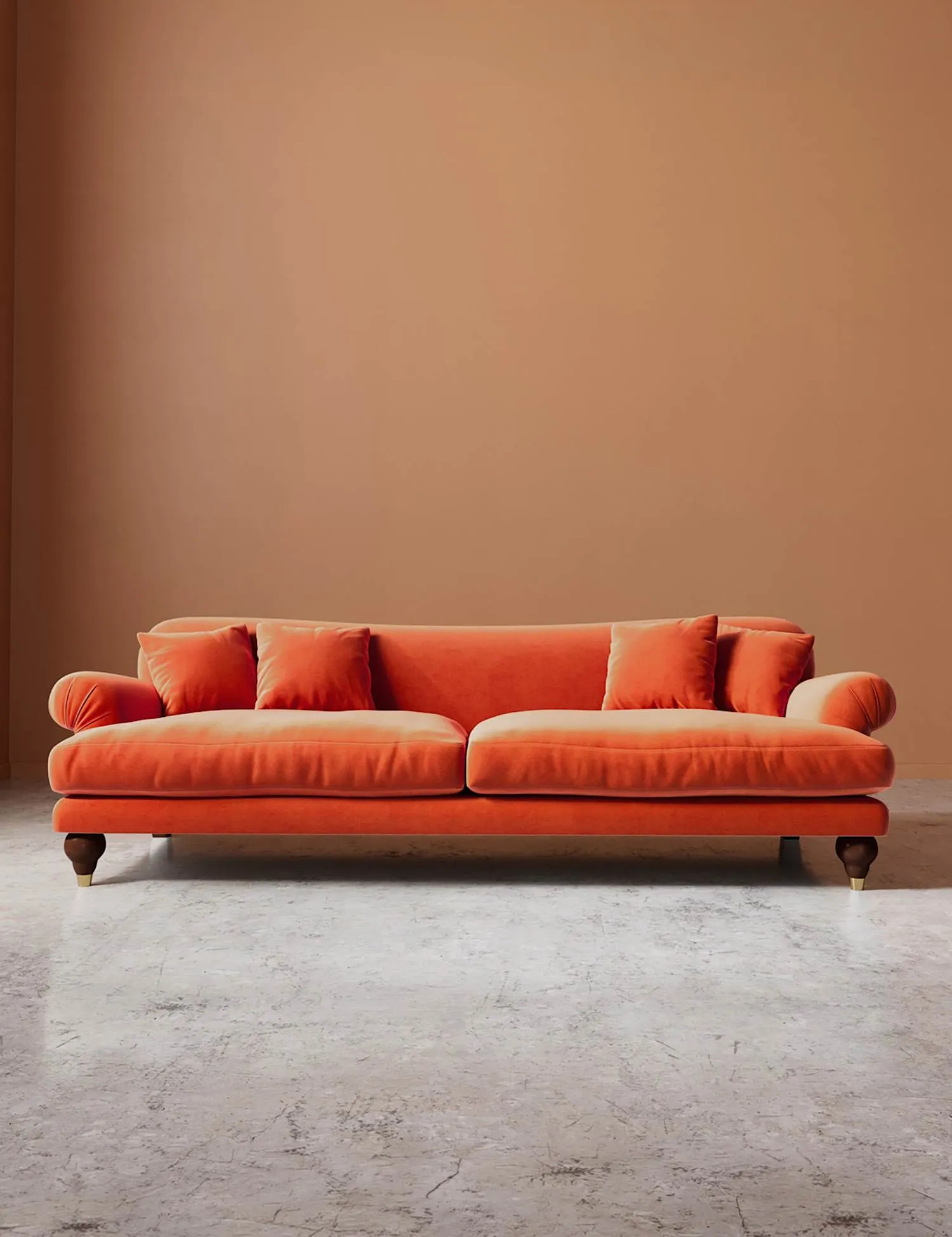 Swoon Willows Easy Velvet 3 Seater Sofa Orange