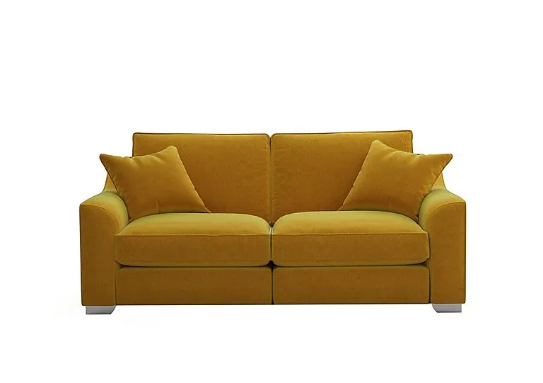 Isobel 3 Seater Fabric Fibre Fill Sofa - Golden Spice with Chrome Feet