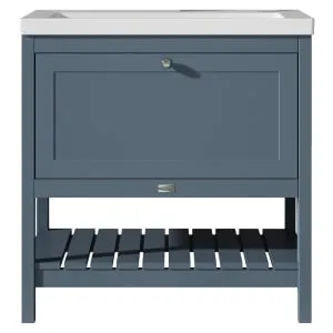 Bayswater Hartleigh Stiffkey Blue Traditional Freestanding Vanity Unit & 1 Tap Hole Modern Recessed Basin - 800mm
