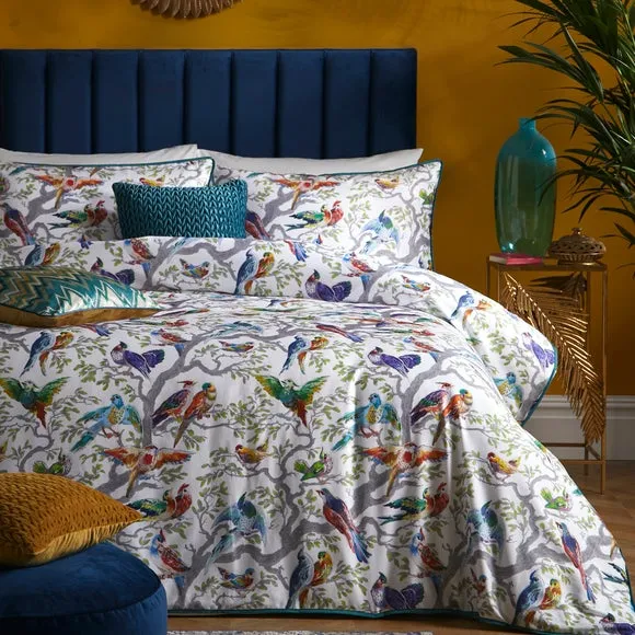 Laurence Llewelyn-Bowen Birdity 200 Thread Count 100% Cotton Duvet Cover & Pillowcase Set 4