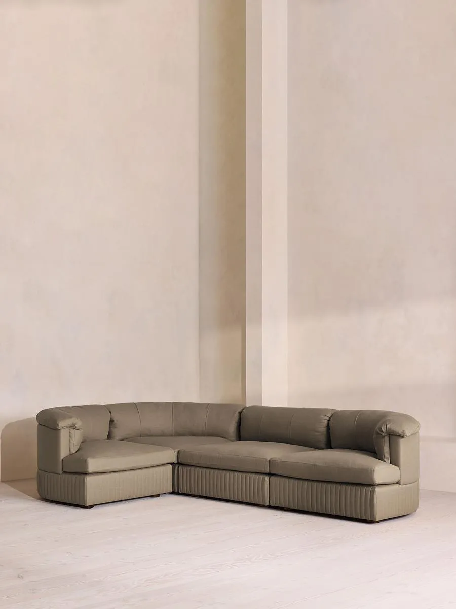 Oona Deep Sit Modular Sofa, L-Shape Sofa, Linen, Mushroom
