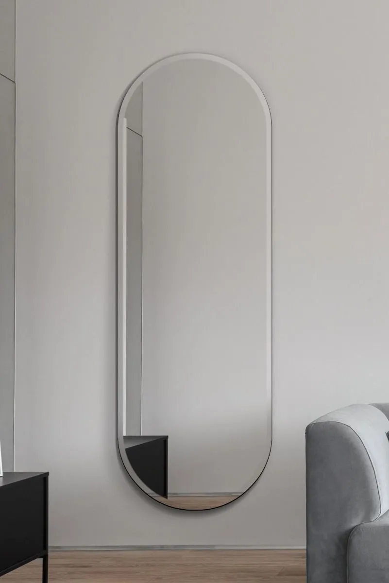 MirrorOutlet Frameless Pond Wall Mirror 63" X 22" (160x55CM) in Silver