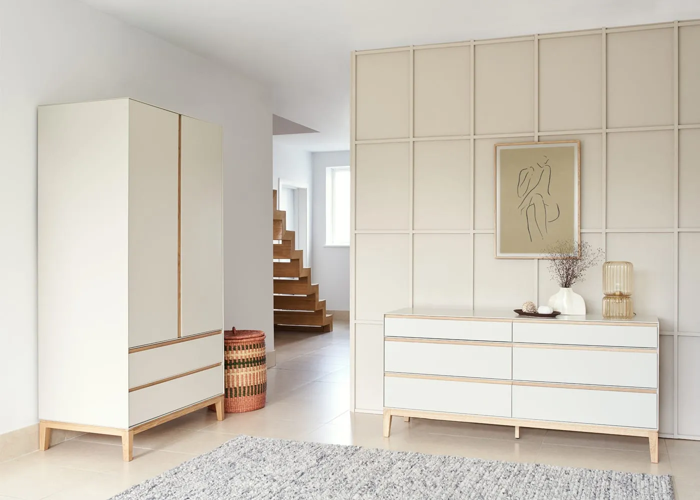 Heal's Lars Triple Wardrobe in Grey and Walnut 3