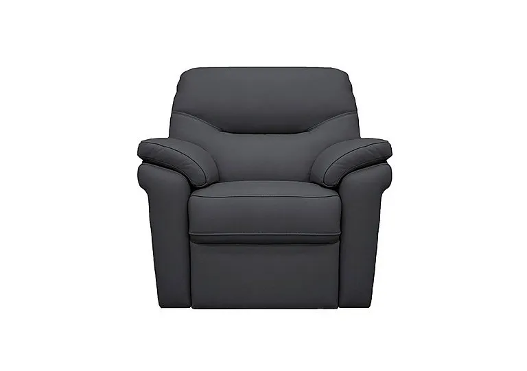 Seattle Leather Power Recliner Armchair with Heated Seat - Cambridge Petrol Blue