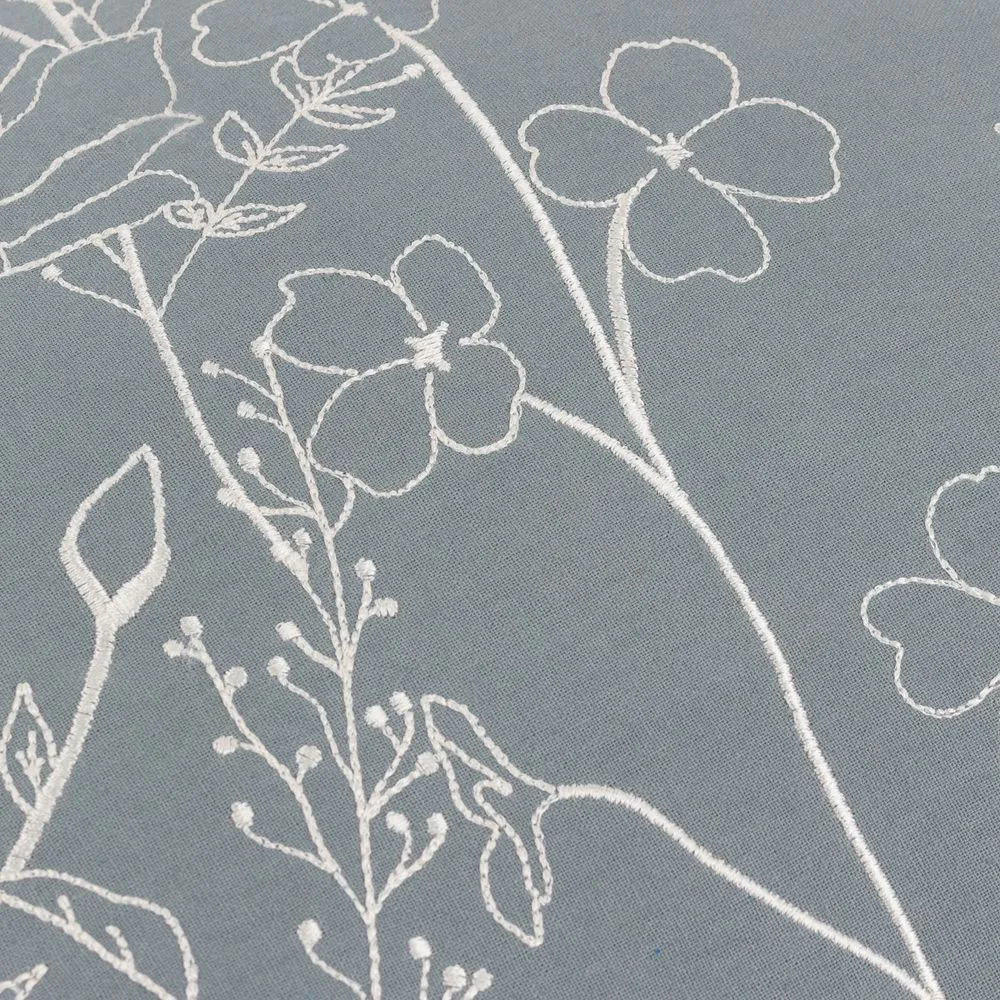Wylder Mae Embroidered 100% Cotton Cushion in Blue 6