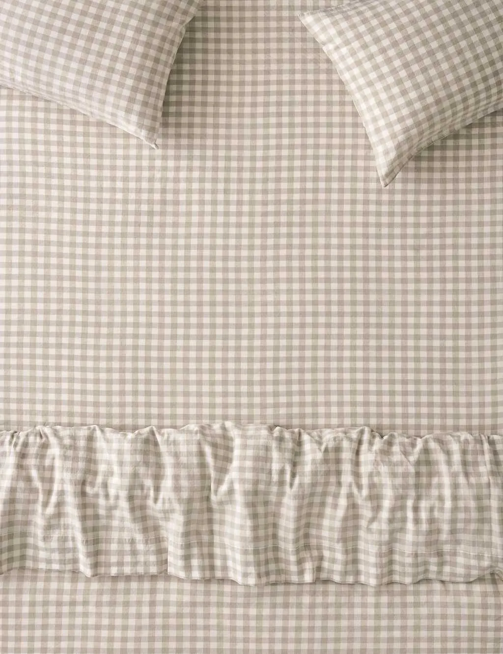 Piglet In Bed Linen Rich Gingham Fitted Sheet Ivory Mix