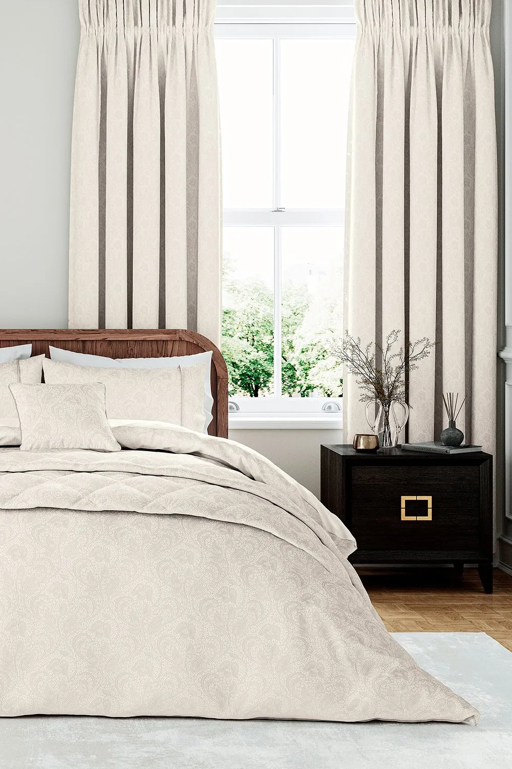 1951 'Ashleigh' Jacquard Lined Curtains in Natural