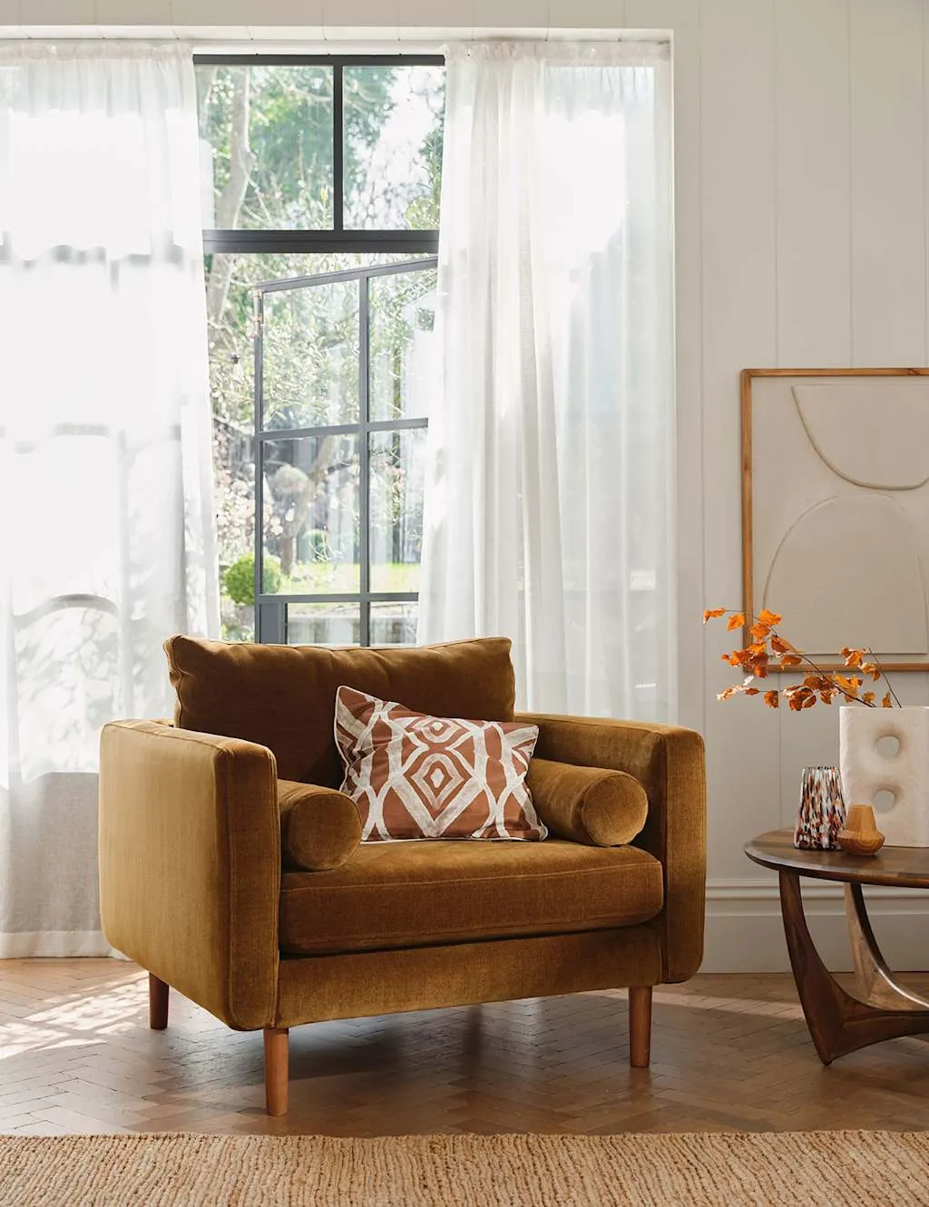 BARKER AND STONEHOUSE Moore Chenille Snuggle Chair Yellow