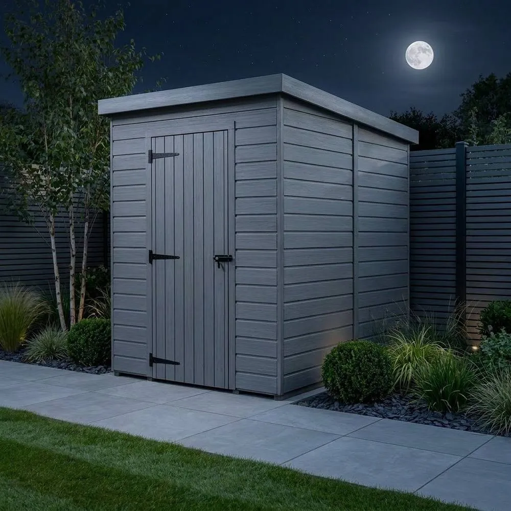 Buttercup Farm 5ft x 10ft Composite Pent Garden Shed Single Door No Windows - Grey 3