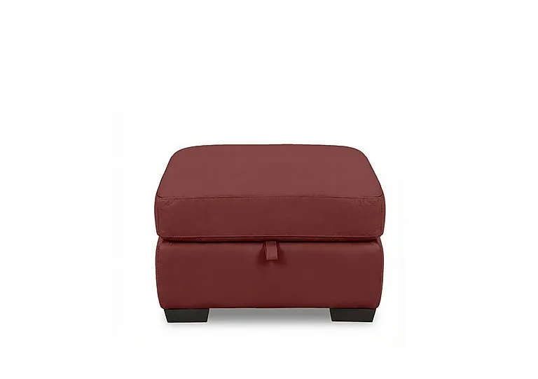Saffron Leather Storage Footstool - BV Deep Red