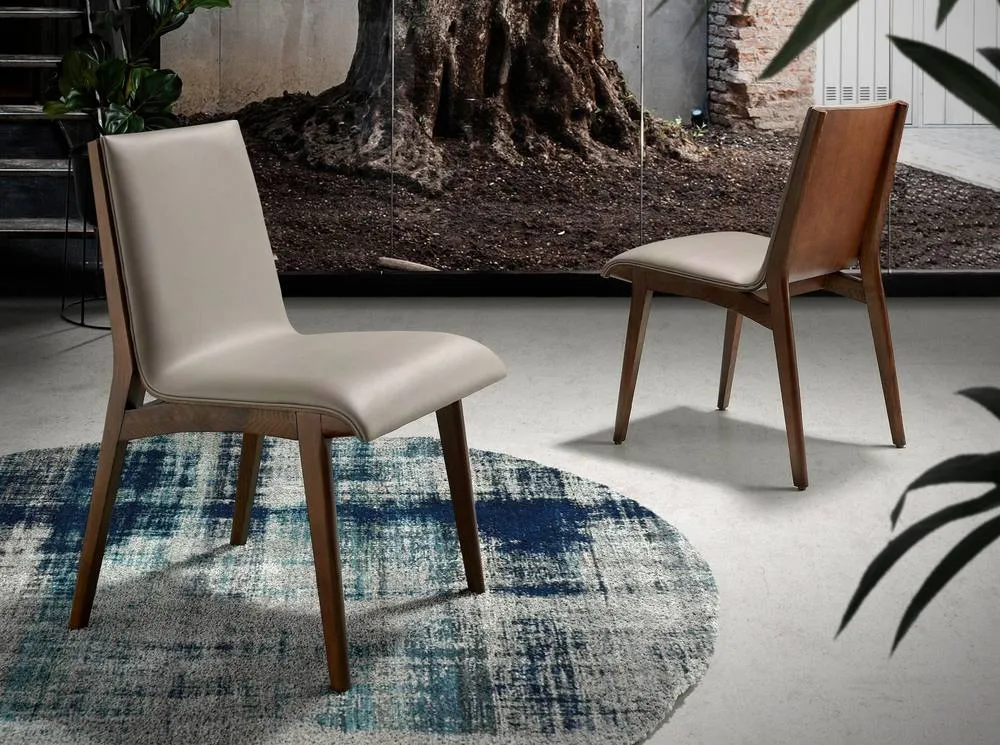 Angel Cerda Dark Mink Leatherette Dining Chair with Walnut Legs in Grey 3