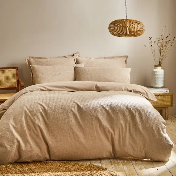 Seersucker Woven 100% Cotton Duvet Cover & Pillowcase Set 1