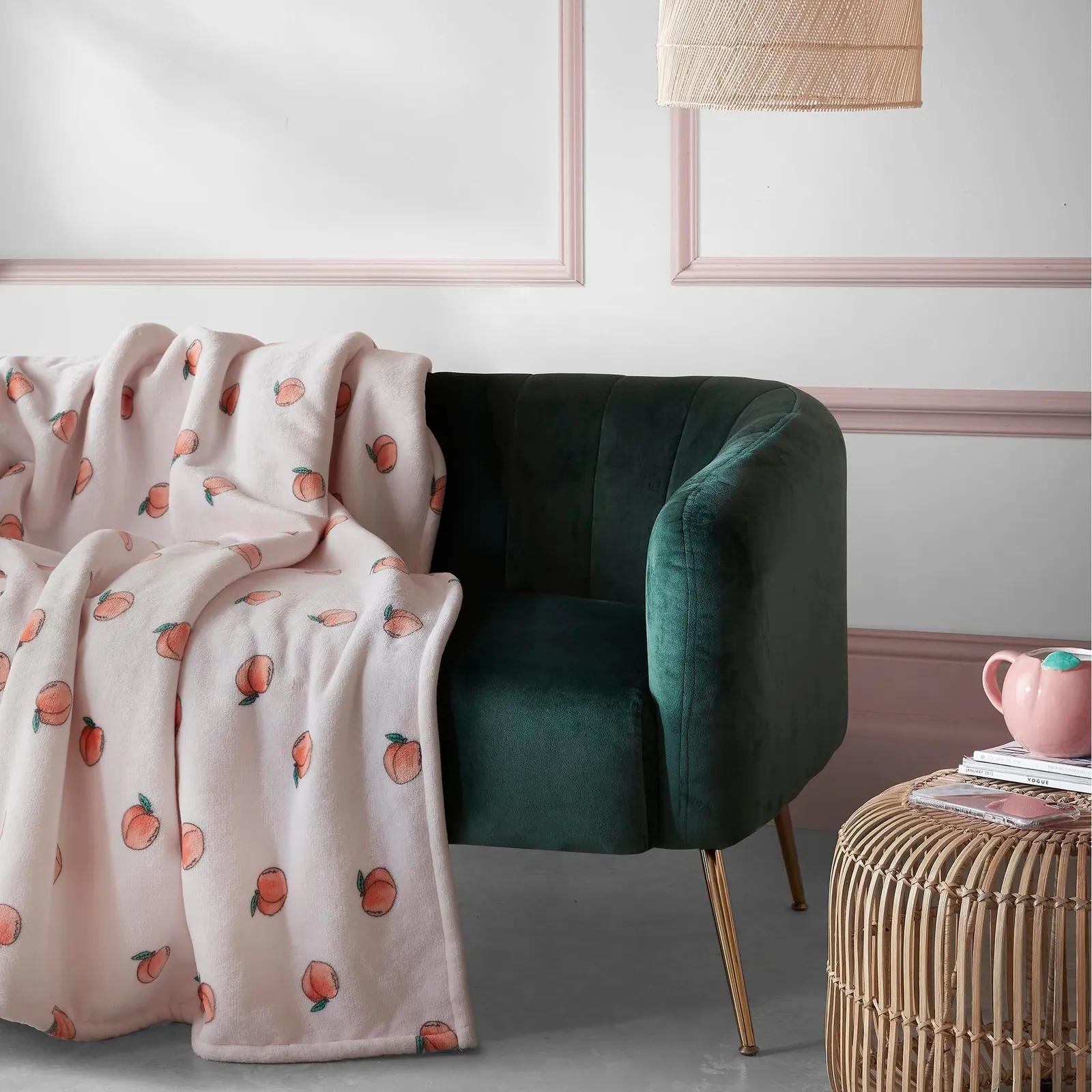 Skinny Dip Peachy Throw Pink and Green