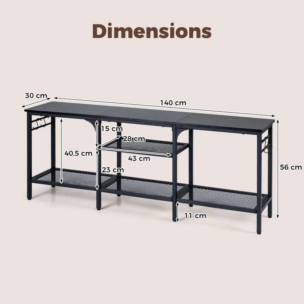 Costway Industrial Entertainment Center TV Stand for 65" TVs in Black 2