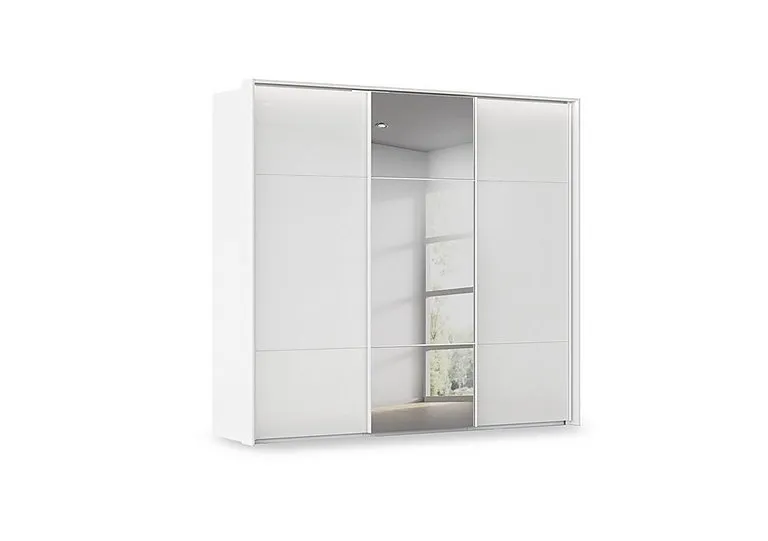Haven 250cm 3 Door Slider Wardrobe with 2 Glass Doors, 1 Mirror Door and Lights