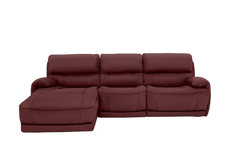 Link Leather Power Recliner Left Hand Facing Corner Chaise Sofa with Power Headrests - BV Deep Red