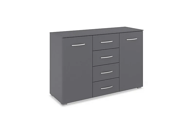 Impulse 2 Door 4 Drawer Chest - Metallic Grey