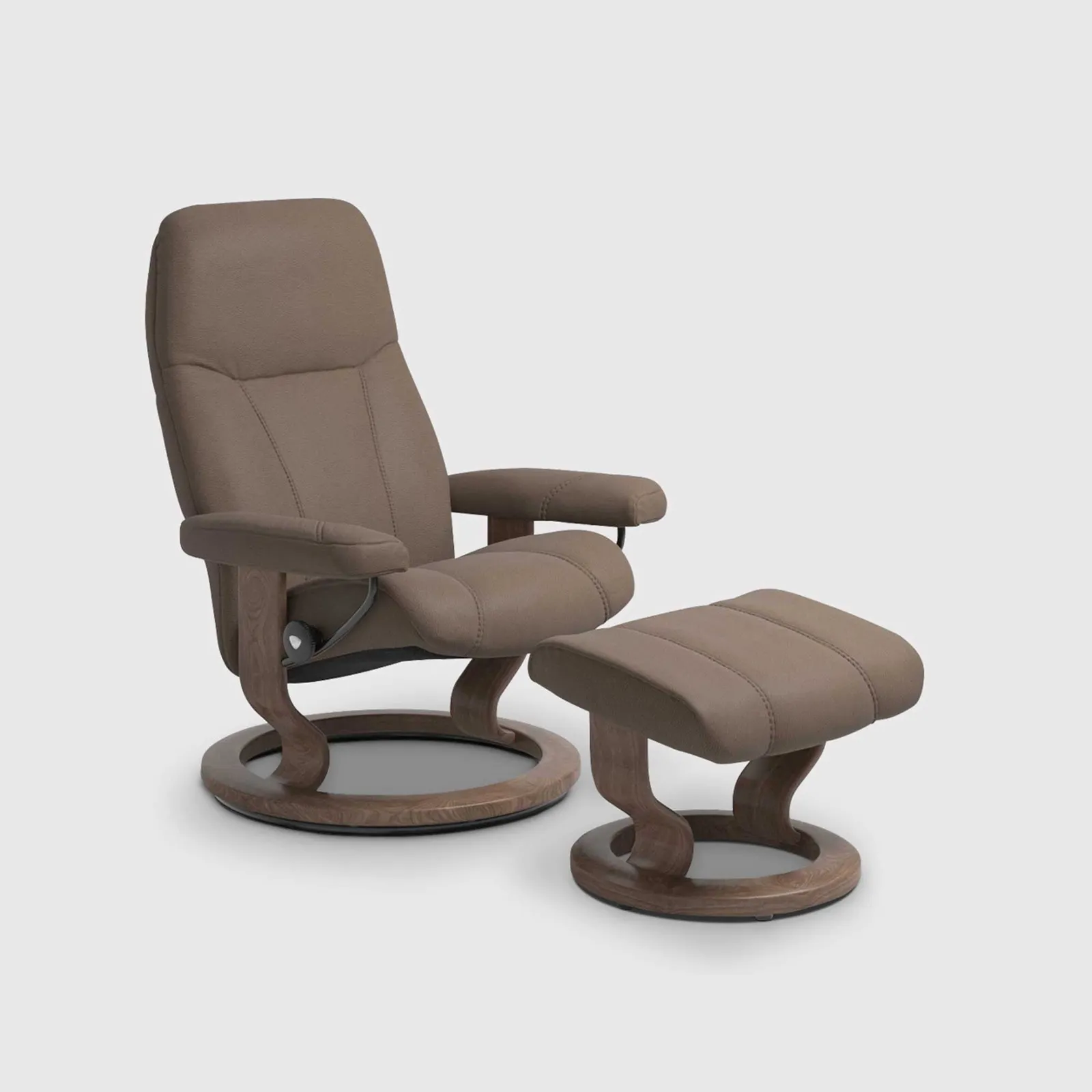 Stressless Consul Medium Recliner Chair & Stool, Brown Leather | Barker & Stonehouse 1