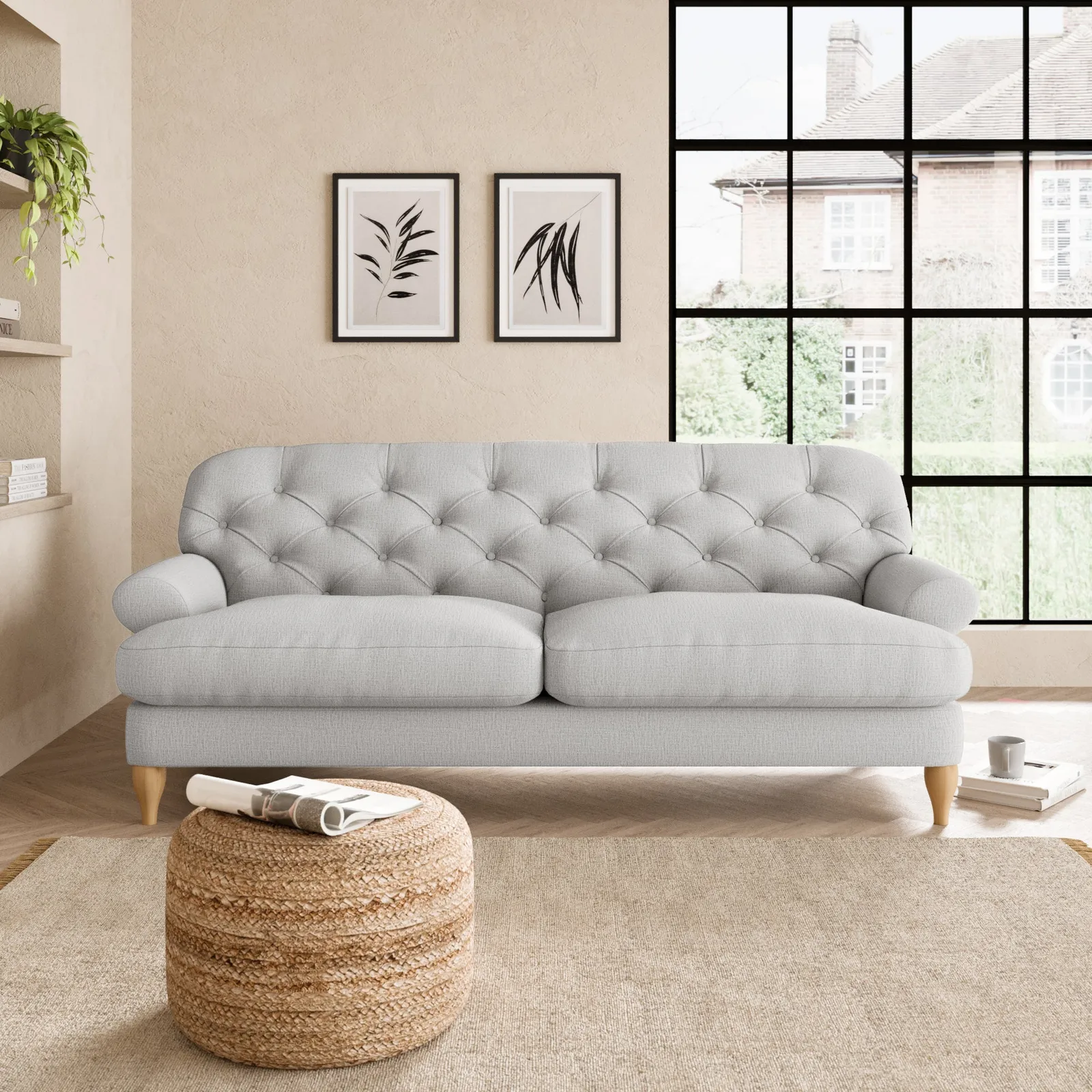 Canterbury Textured Weave 3 Seater Sofa Silver