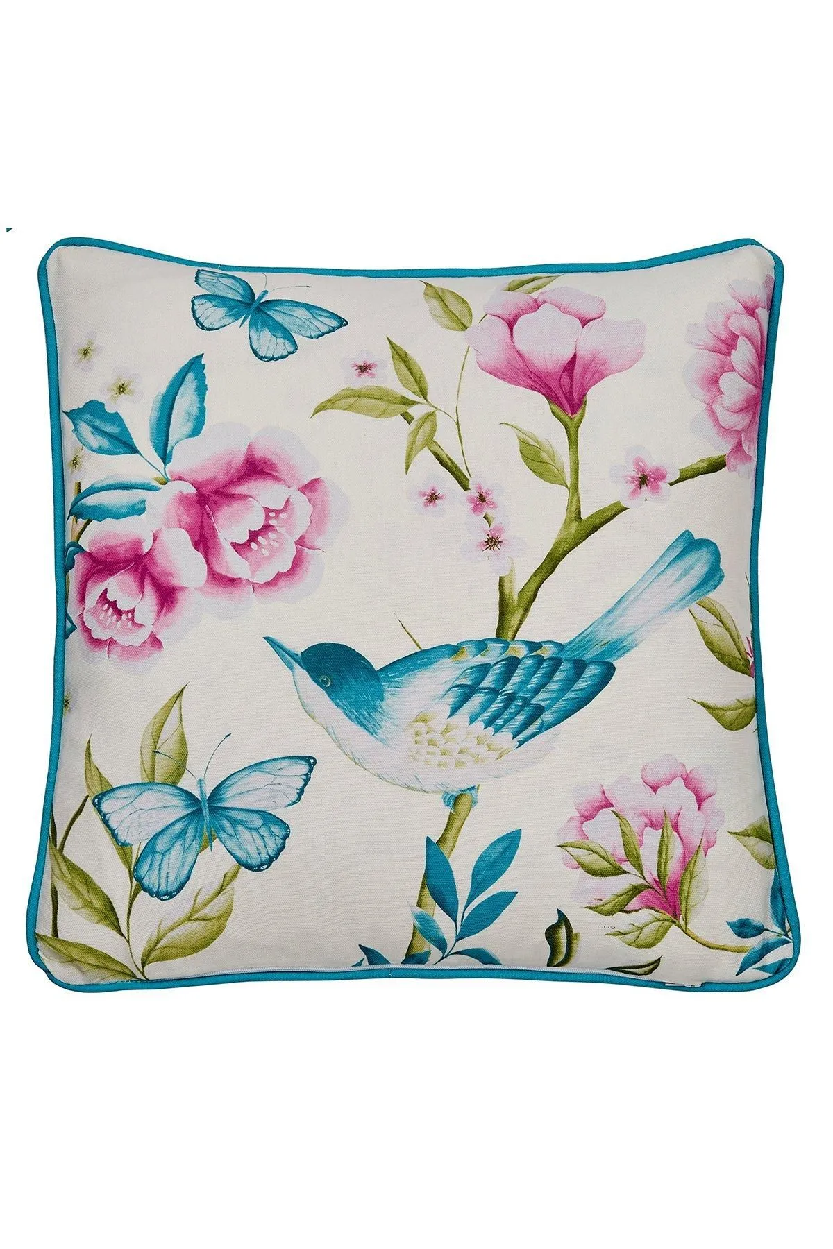 Dreams & Drapes 'Amelle' Outdoor Water & UV Resistant Garden Filled Bench Cushion in Blue 3