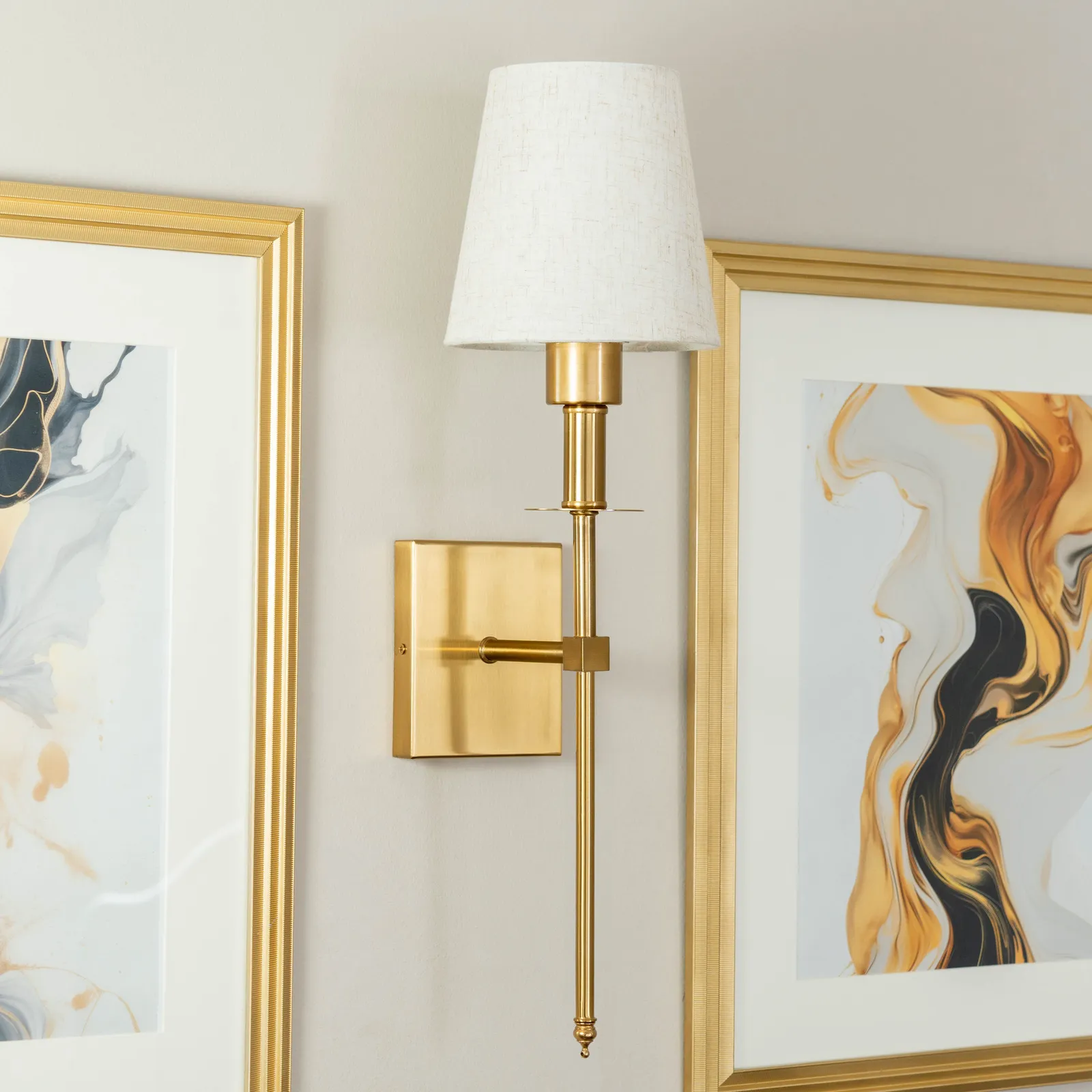 ValueLights Kincaid Set of 2 Rechargeable Easy Fit Dimmable Remote Control Wall Light with Shade in Metallic Gold 3