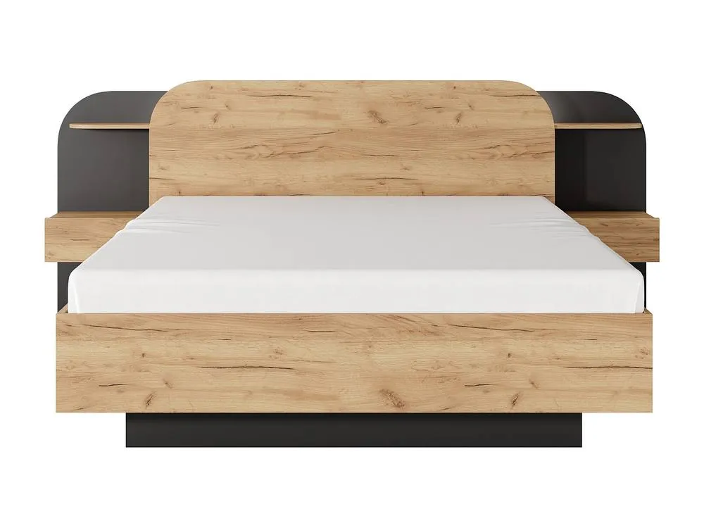 Vente-unique Bed With Bedside Tables 160 X 200 Cm - With Leds - Colours: Natural in Black 2
