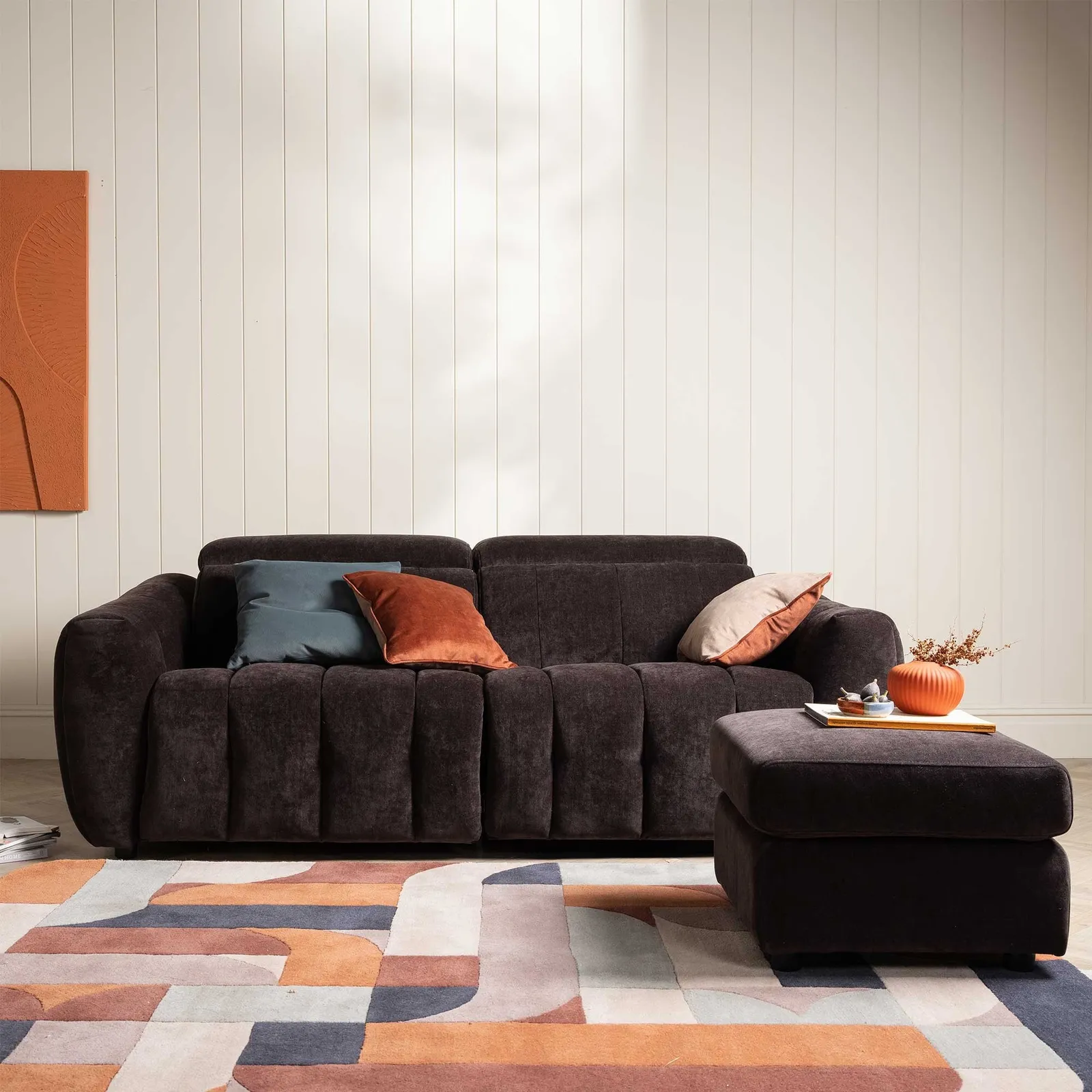 Montgomery 2.5 Power Seater & Headrest, Brown Fabric | Barker & Stonehouse 2