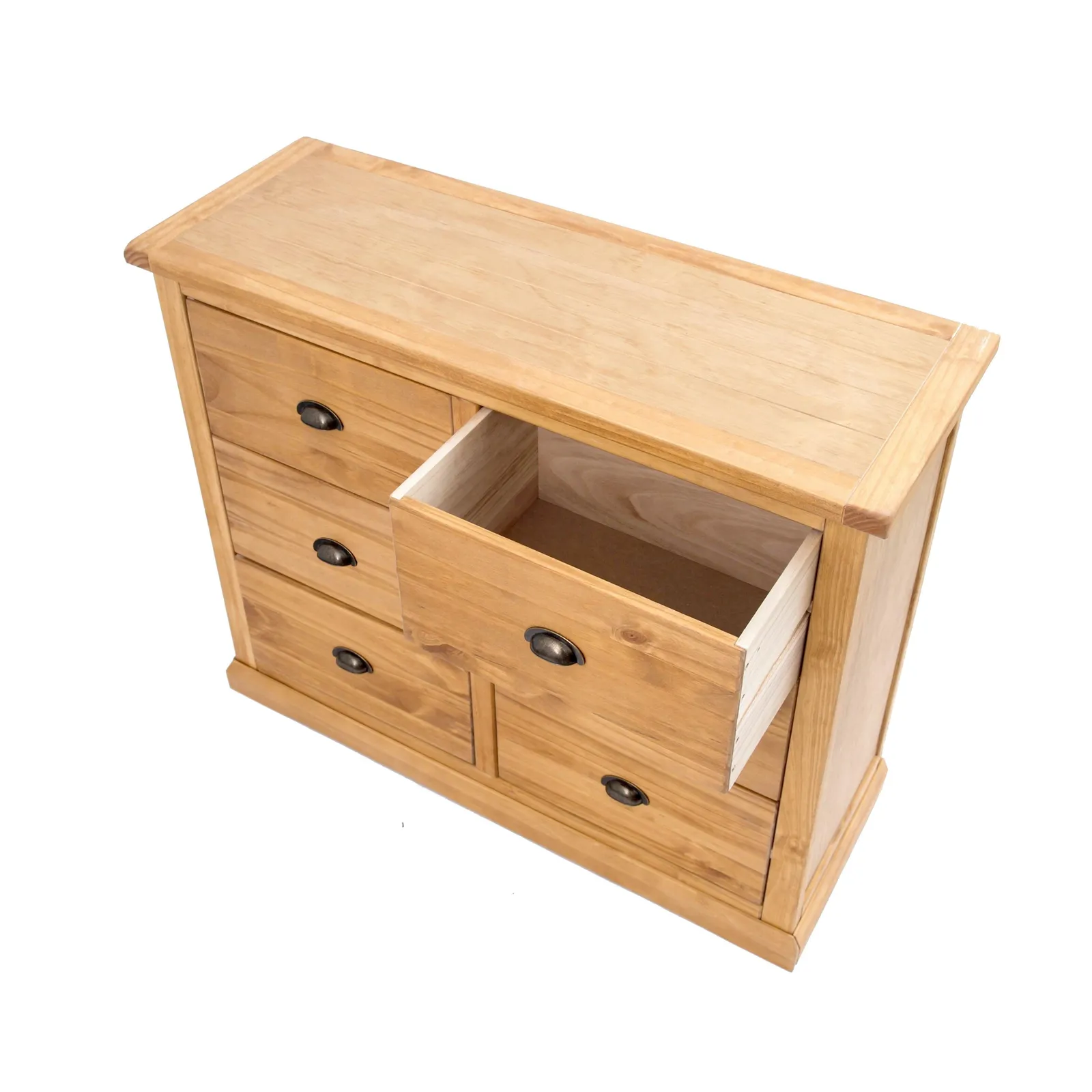 Cabinet Bits Lucca 6 Drawer Chest of Drawers Brass Cup Handle in Light Brown 4