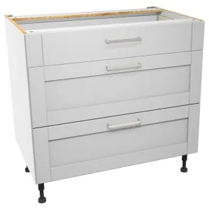Wickes Ohio Grey 3 Drawer Base Unit - 900mm