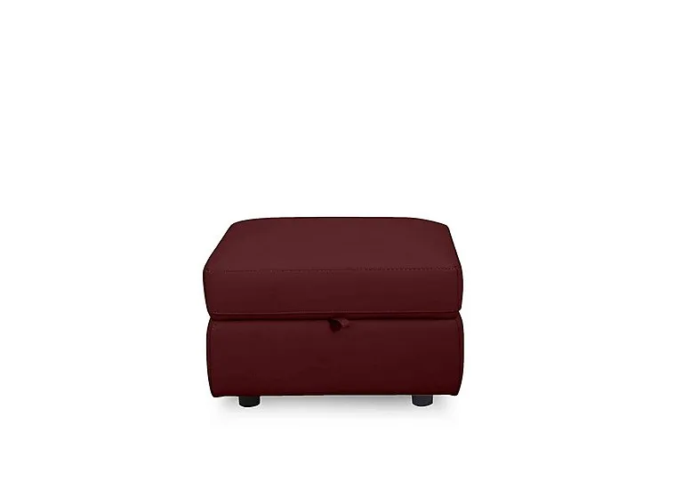 Compact Collection Lille Leather Storage Footstool - BV Deep Red