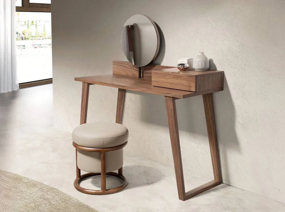 Angel Cerda Walnut Dressing Table with Mirror, Soft-Close Drawer 3