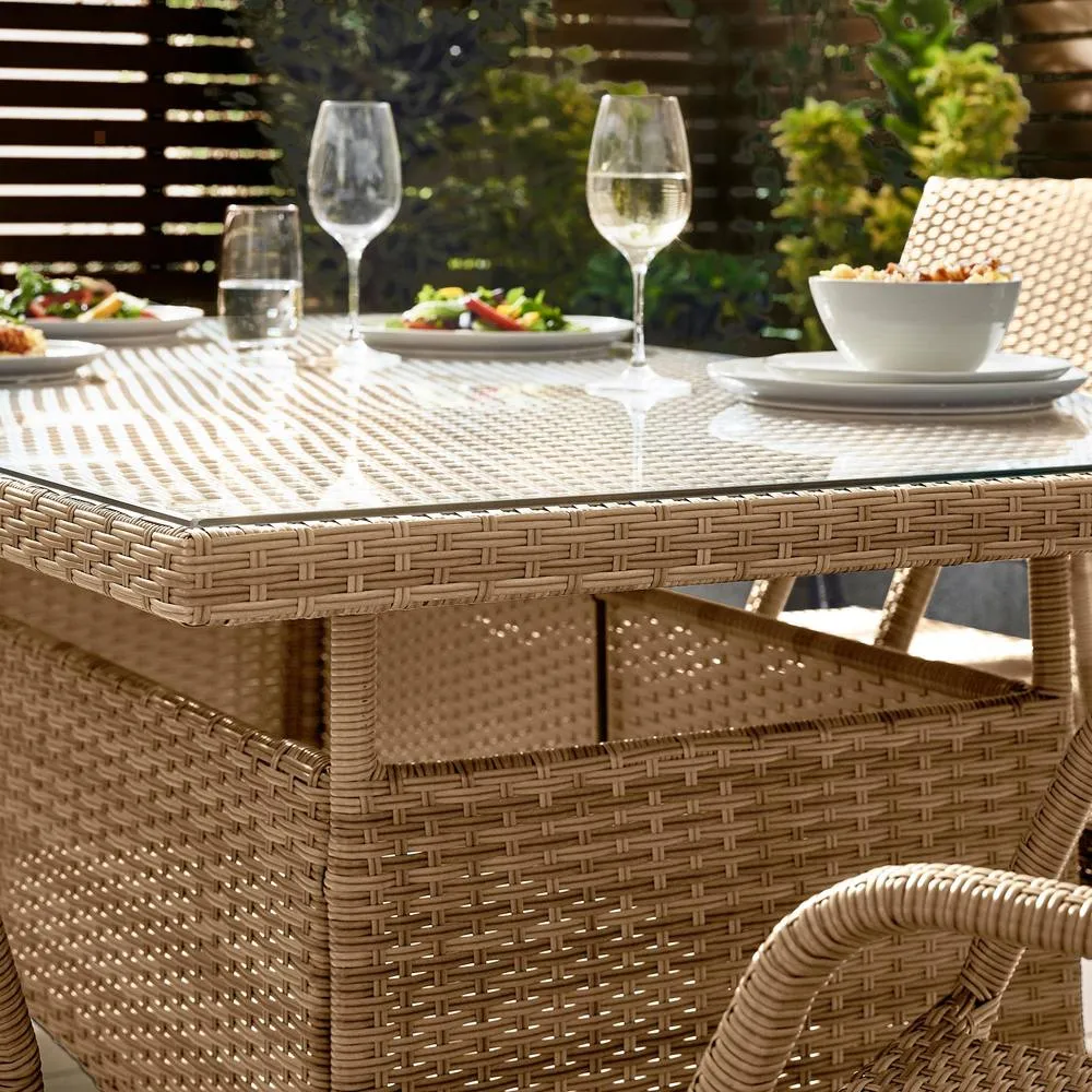 FurnitureboxUK Antigua 6 Seater Rattan Outdoor Garden Dining Set, PE Rattan, 6 Seat Garden Table & Chair Set, Weather Resistant in Beige 4