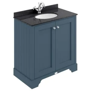 Bayswater Victrion Stiffkey Blue Traditional Freestanding Vanity Unit & Black Marble Top Basin - 800mm