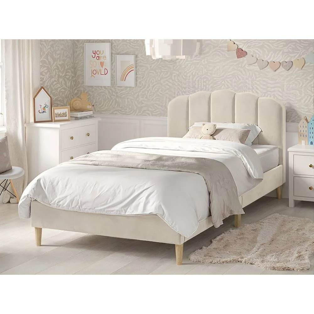 Flair Scallop Velvet Bed Frame Beige