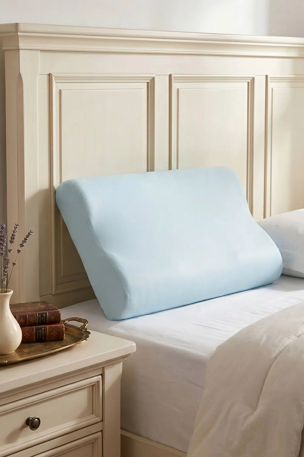 Living and Home Cooling Memory Foam Pillow with Removable Cover in Light Green