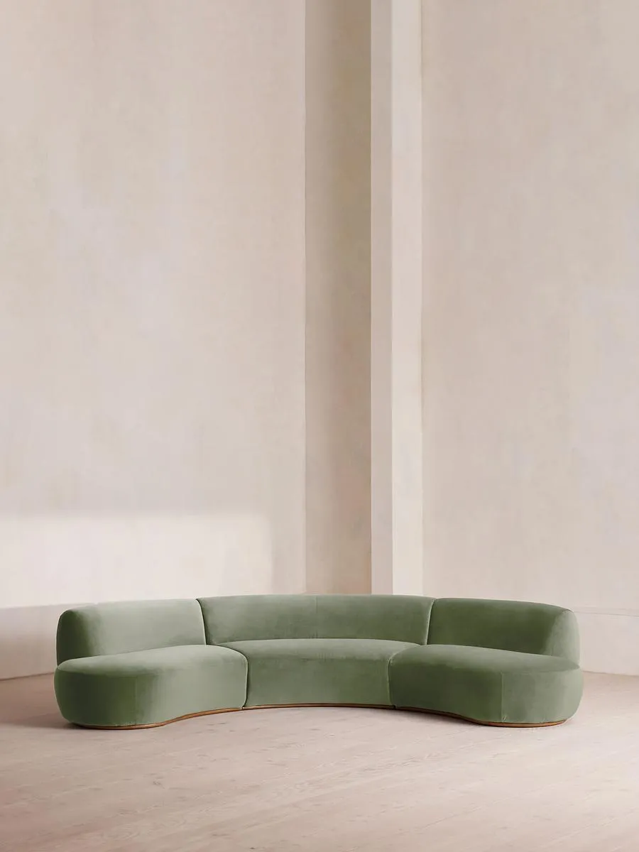 Aline Serpentine Modular Sofa, Four Seater, Velvet, Seafoam