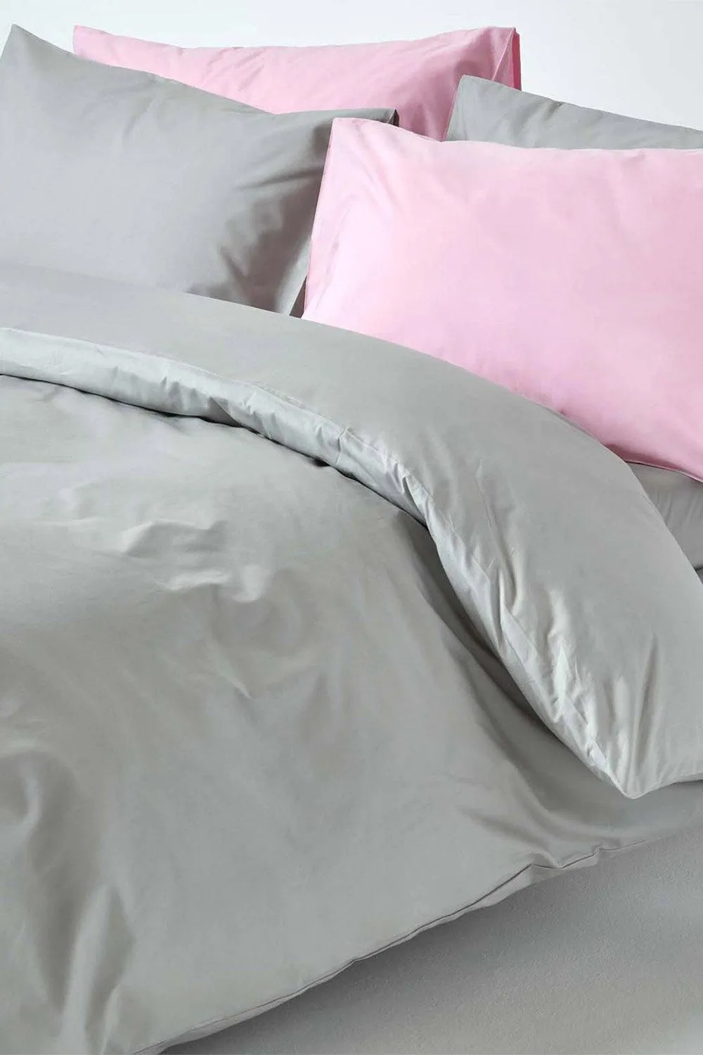 Homescapes Egyptian Cotton Duvet Cover with Pillowcase, 200 TC in Silver 5
