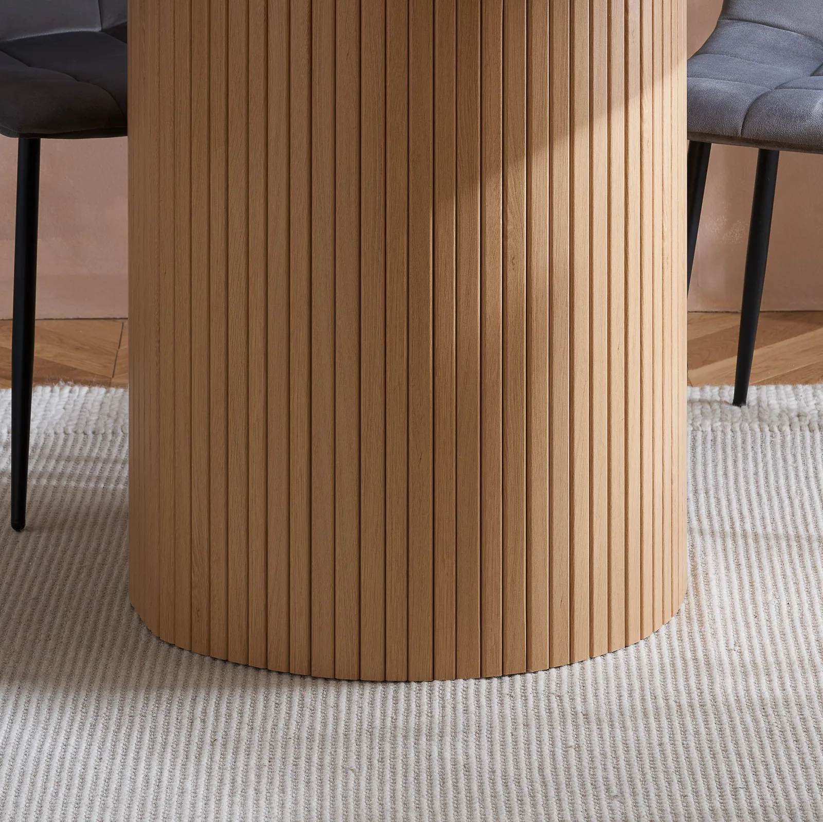 Birlea Round Fluted Dining Table Axel in Brown 4