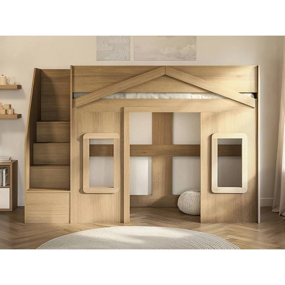 Flair Nixon Playhouse High Sleeper with Storage in Brown 1