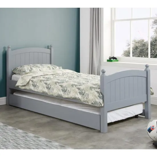 Whitehaven Wooden Single Bed In Grey