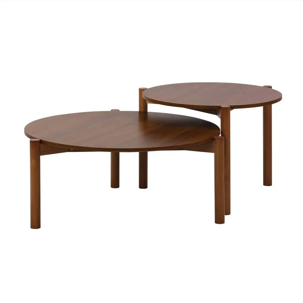 sweeek Round nesting coffee tables wood effect in Dark Brown 2