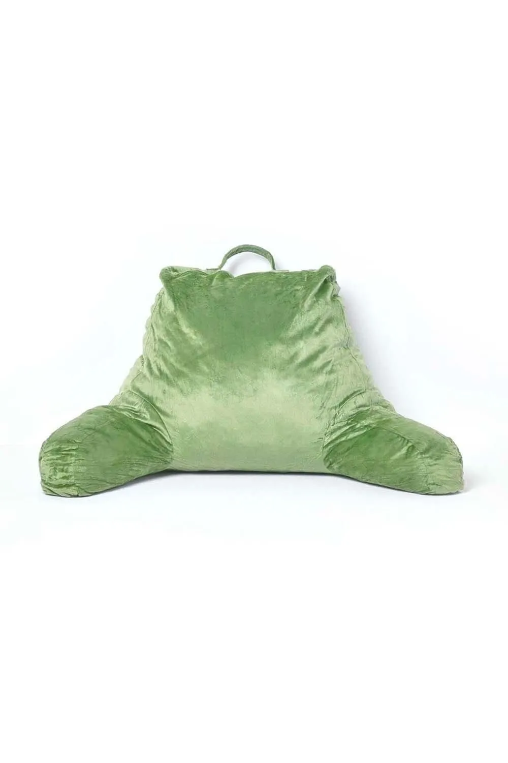 Homescapes Reading Pillow Memory Foam Filling & Velvet Cover, Large in Green 3