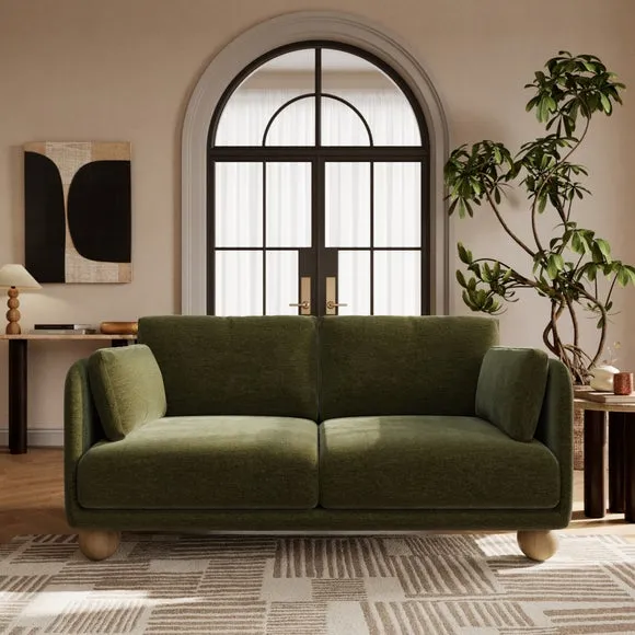 Armitage Chenille 2 Seater Sofa with Ball Feet 1