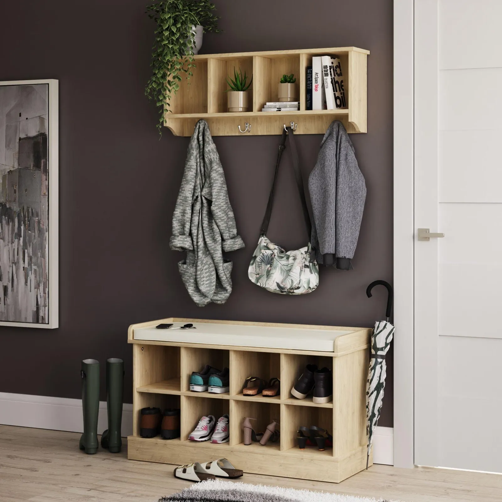 GFW Kempton Shoe Bench in Light Oak 5