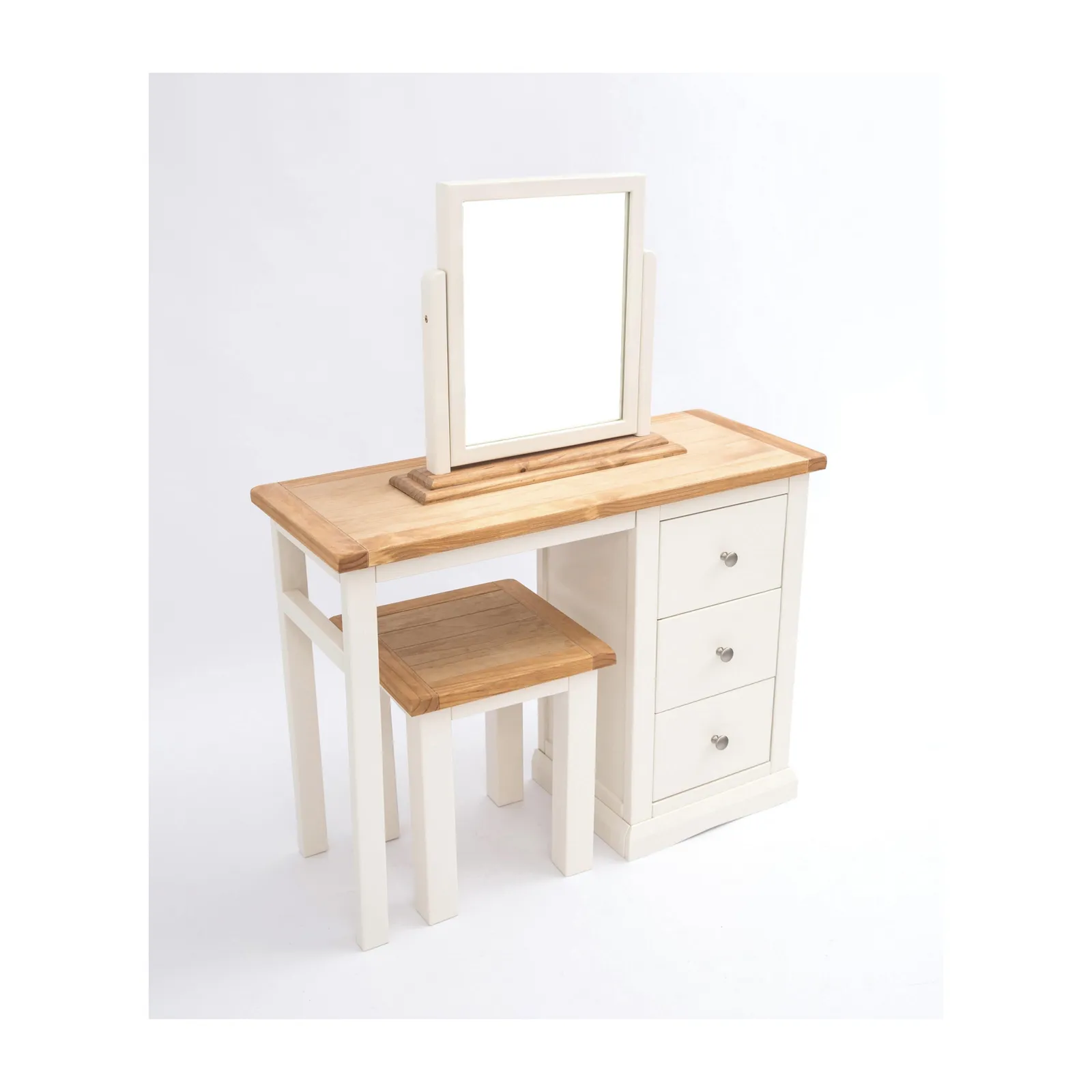 Cabinet Bits Castelli 3 Drawer Dressing Table Set Chrome Knob in Off-White 3