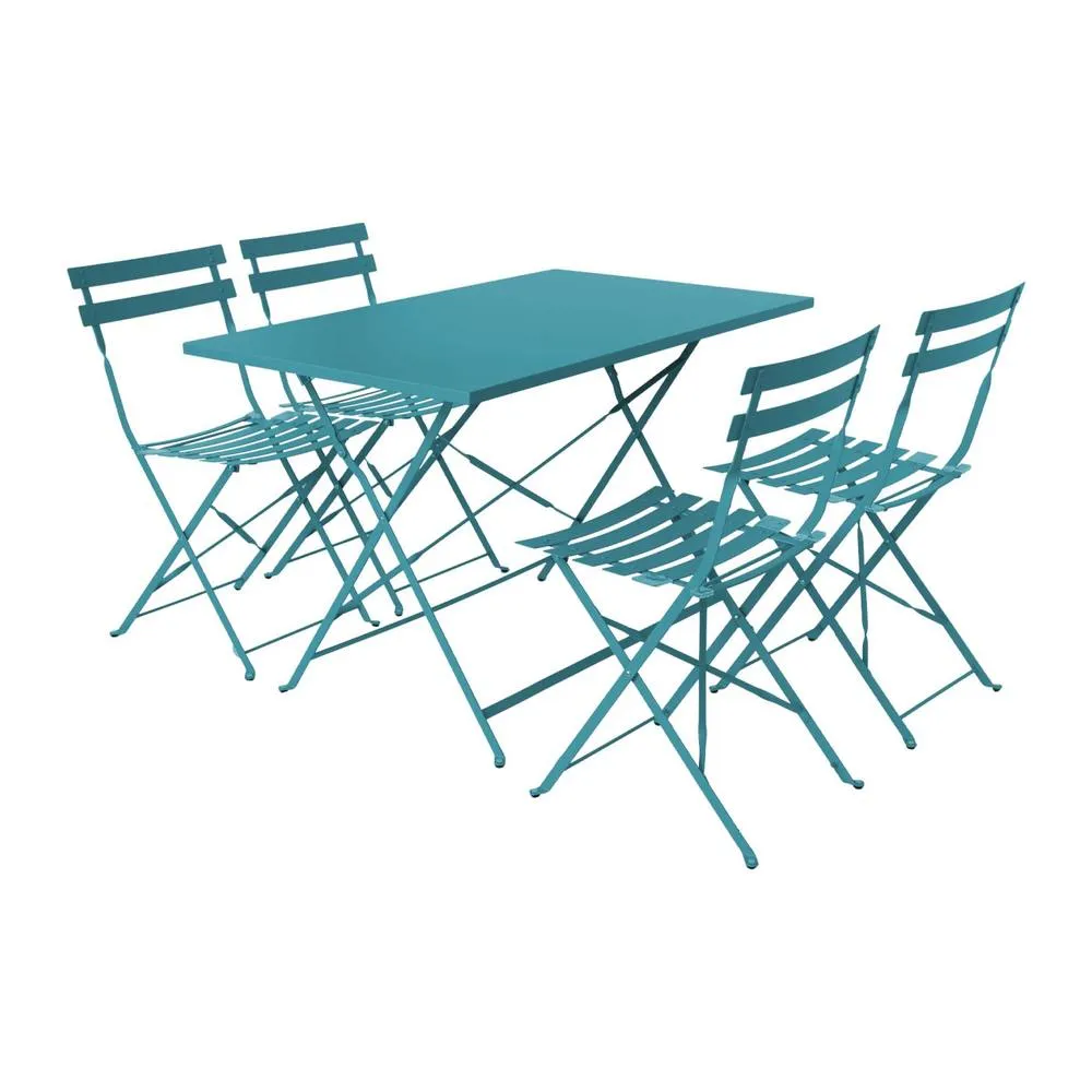 sweeek 4-seater folding metal bistro garden table in Teal 2