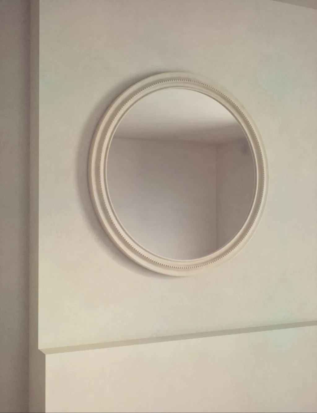 M&S Daphne Round Hanging Wall Mirror White