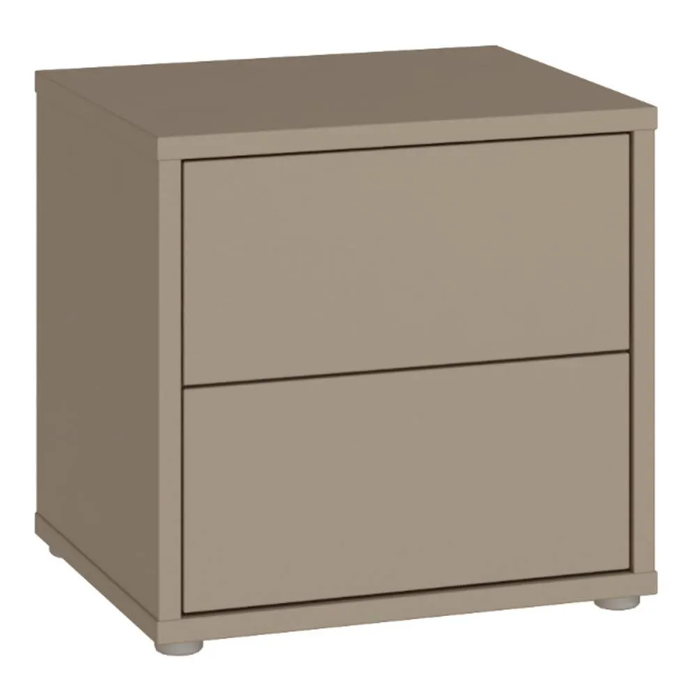 Furniture To Go Alice Springs Low Bedside Cabinet with 2 Drawers Push-Open in Taupe 2